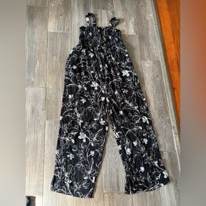 Maternity Black Floral Wide-Leg Jumpsuit